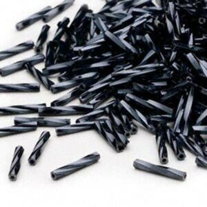 Bulk Japanese Twist Hex Cut Glass 12mm Metallic Black Tube Beads Miyuki 100 pcs
